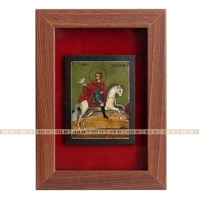 Старинная православная икона Святой мученик Трифон, защитник от козней дьявольских. Россия XIX век.