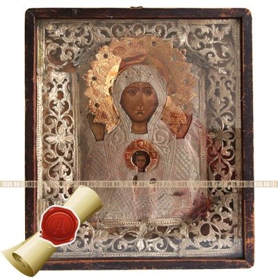 Старинная православная икона Знамение Пресвятой Богородицы. Россия, Курская губерния, XIX век.