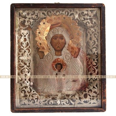 Старинная православная икона Знамение Пресвятой Богородицы. Россия, Курская губерния, XIX век.