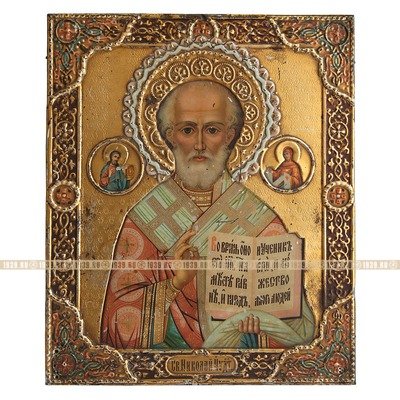 Старинная икона святого Николая Чудотворца. Россия, фабрика 