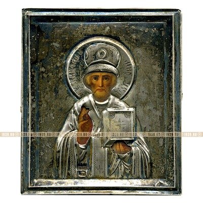 Старинная икона в серебряном окладе 