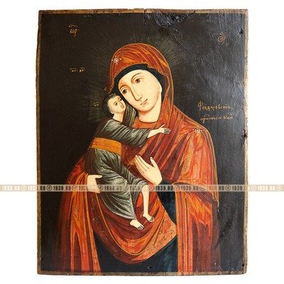 Старинная икона для женщины, образ Феодоровской Пресвятой Богородицы. Россия XIX век.