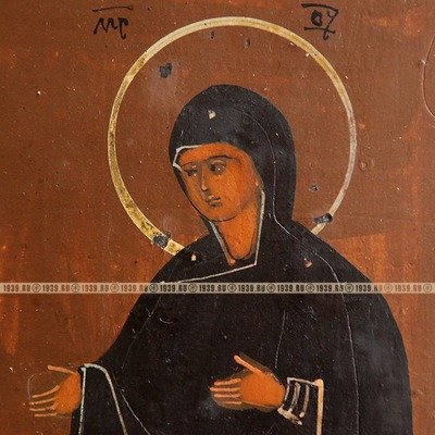 Старинная православная икона Божией Матери «Благовещение» с Триипостасным Божеством в навершии. Россия XIX век.