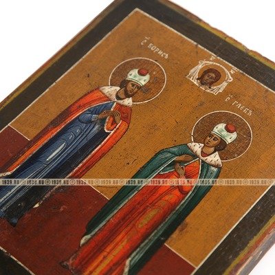 Старинная православная икона Святые князья Борис и Глеб. Россия XIX век.