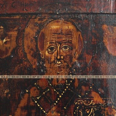 Древняя икона Святитель Николай Чудотворец со святым Харлампием. Россия, Север XVIII век.
