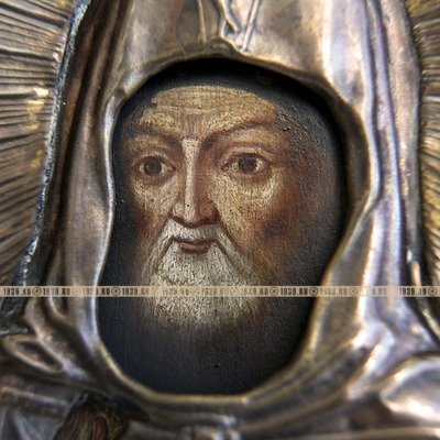 Старинная икона Святой Митрофан Воронежский Чудотворец. Россия 1840-1850 год.