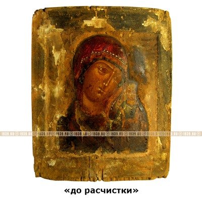 Древняя русская икона Казанской Божией Матери. Россия вторая половина 17 века.
