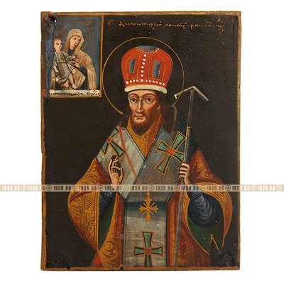 Старинная дорожная икона Святитель Дмитрий Ростовский Чудотворец. Россия 19 век.