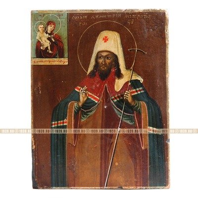 Старинная православная икона Святитель Дмитрий Ростовский Чудотворец. Россия 19 век.