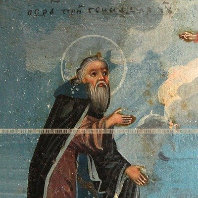 Старинная икона для сохранения финансового достатка, Святой преподобный Геннадий Ватопедский. Россия 1850-1870 год