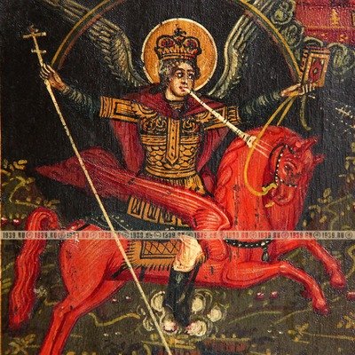 Старинная икона Святой Архангел Михаил Предводитель воинства небесного. Россия 19 век.