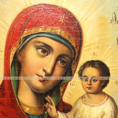 Старинная икона покровительницы детей и целительницы при родах - Божья Матерь Тихвинская. Россия 19 век