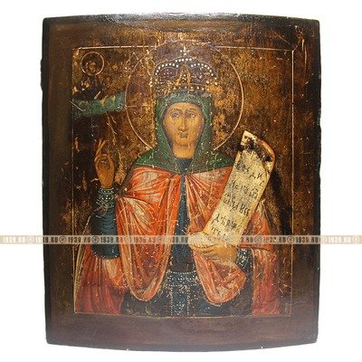 Старинная женская икона Святая Параскева Пятница - женская заступница и покровительница торговли. Россия 19 век