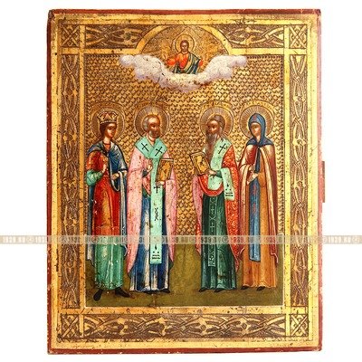 Старинная икона Избранные Святые покровители и защитники. Россия 19 век.