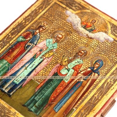 Старинная икона Избранные Святые покровители и защитники. Россия 19 век.