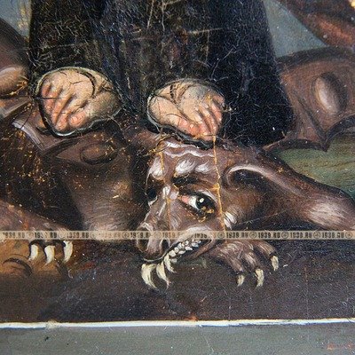 Редкость! Старинная икона Святая Марина (Маргарита), заступница от темных сил и дьявольских наветов. Россия 1760-1780 год