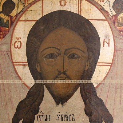 Старинная старообрядческая икона Нерукотворный образ Спасителя с сюжетными клеймами. Россия, Ветка 19 век.