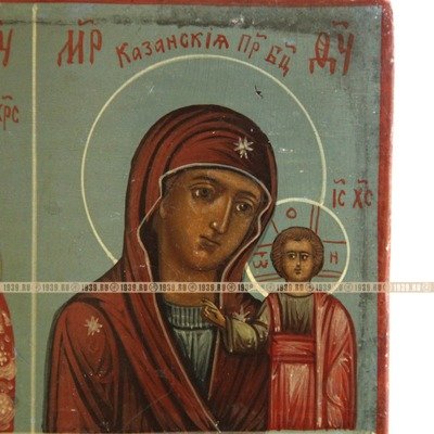 Старинная четырехчастная икона для молодой девушки. Избранные покровители. Россия 1850-1860 год