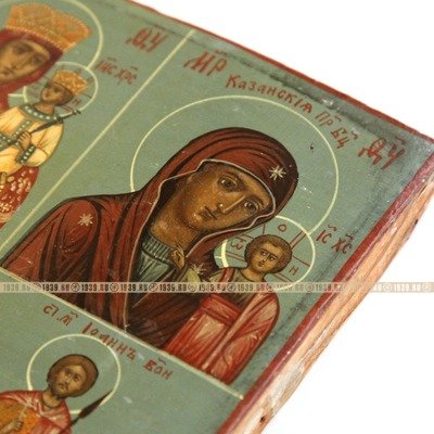 Старинная четырехчастная икона для молодой девушки. Избранные покровители. Россия 1850-1860 год