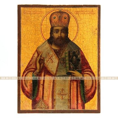 Старинная икона Cвятителя и Учителя Иоанна Златоуста, покровителя ораторов. Афон 1860-1890 гг.