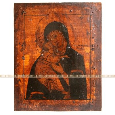 Старинная икона Владимирской Пресвятой Божией Матери. Россия 1875-1900 год
