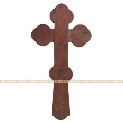 Редкий старинный напрестольный богослужебный крест-реликварий с вставкой из оливкового дерева Гефсиманского Сада. Палестина, Иерусалим 1890-1900 год
