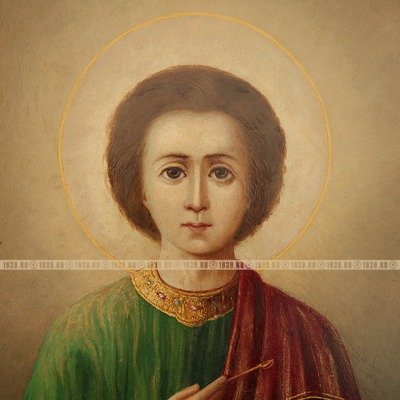 Старинная икона Святой Целитель Пантелеимон времен иконоборчества и атеизма. РСФСР 1920 год.