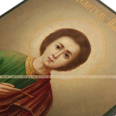 Старинная икона Святой Целитель Пантелеимон времен иконоборчества и атеизма. РСФСР 1920 год.