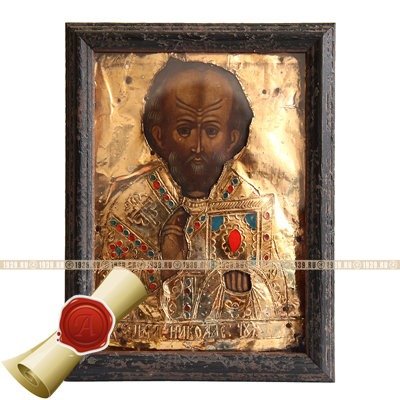 Cтаринная икона святой Николай Отвращающий беды именуемая Николой отвратным. Россия 1860-1880 гг.