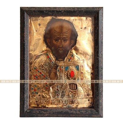Cтаринная икона святой Николай Отвращающий беды именуемая Николой отвратным. Россия 1860-1880 гг.