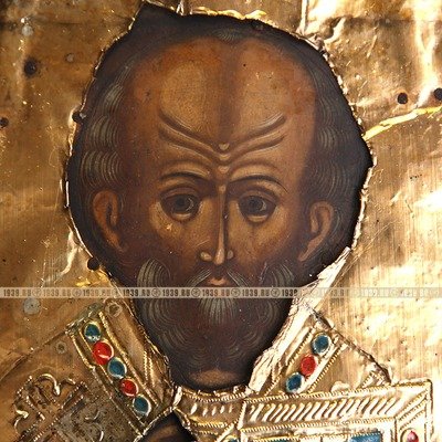 Cтаринная икона святой Николай Отвращающий беды именуемая Николой отвратным. Россия 1860-1880 гг.