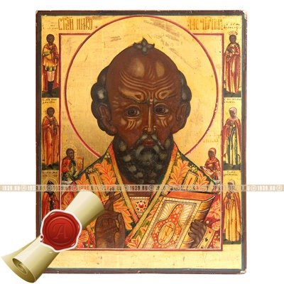 Редкая старообрядческая икона Святого Николая Отвратного или Николы Бесогона. Россия, Ветка 1800-1810 гг.