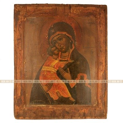 Старинная русская Владимирская икона Божией Матери, Россия 1850-1880 год