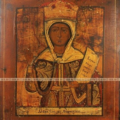 Старинная икона святой Параскевы, нареченной Пятницею. Россия, с. Холуй 1850-1890 год