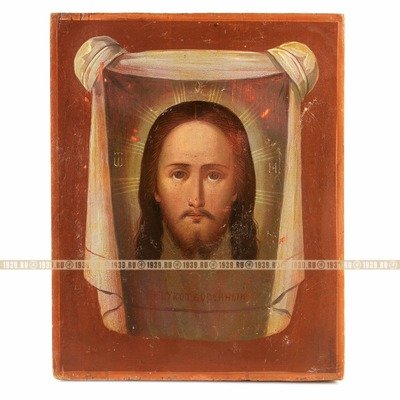 Старинная икона Спас Нерукотворный или Спас На Убрусе. Россия 1870-1900 год