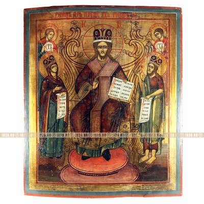 Старинная икона Царь Славы с предстоящими и приписными святыми Архангелами. Россия, Новозыбков-Стародубье 1840-1870 год