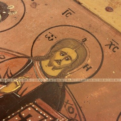 Старинная антикварная икона Царь Славы или Спас на Троне. Россия 1880-1900 год