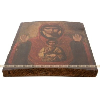 Старинная живописная икона Божией Матери Знамение. Россия 1870-1900 год
