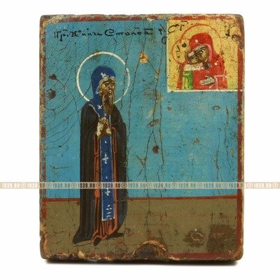 Старинная паломническая икона-малышка Святой Преподобный Нил Столобенский чудотворец. Россия, Нилова пустынь 1870-1890 год