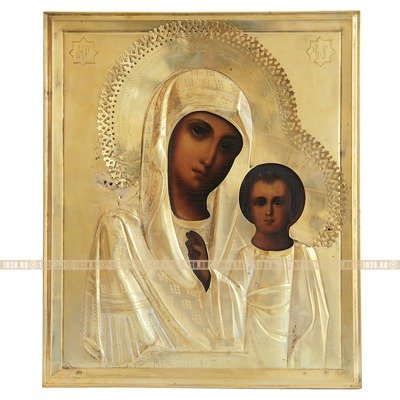 Старинная венчальная икона Казанская Богородица с благословением крестного отца. Россия 1914 год