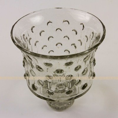 Старинный стеклянный стаканчик из прозрачного стекла для дореволюционной лампадки. Россия 1880-1900 год
