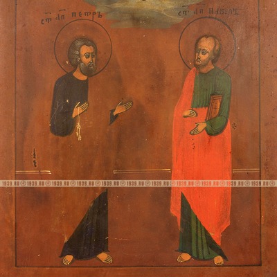 Старинная икона святые апостолы Петр и Павел. Россия 1880-1900 год