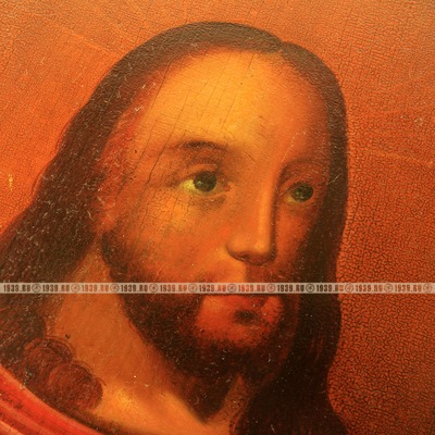 Антикварная икона Иисус Христос С Хлебом И Вином или Хлебный Спас. Россия, Санкт-Петербург 1870-1890 год