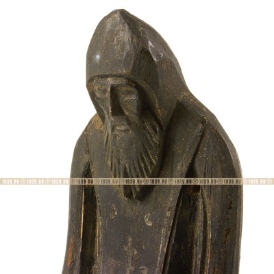 Старинная резная скульптура святой преподобный Нил Столобенский. Россия, Нило-Столобенский монастырь 1870-1900 год