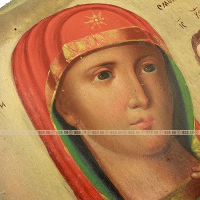Старинная Смоленская икона Пресвятой Богородицы на дереве. Россия, Курская губерния 1880-1900 год