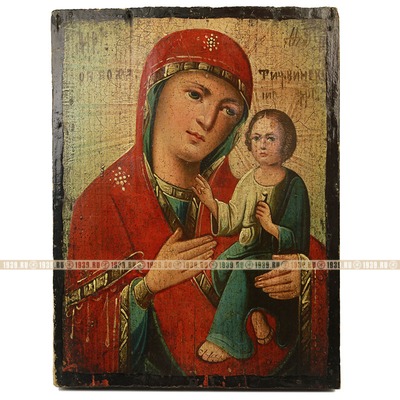 Антикварная Тихвинская икона Божией Матери. Россия, Курская губерния 1870-1900 год