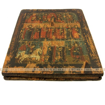 Старинная старообрядческая сибирская икона Трехрядница или икона Неделька. Россия, Сибирь 1790-1800 год