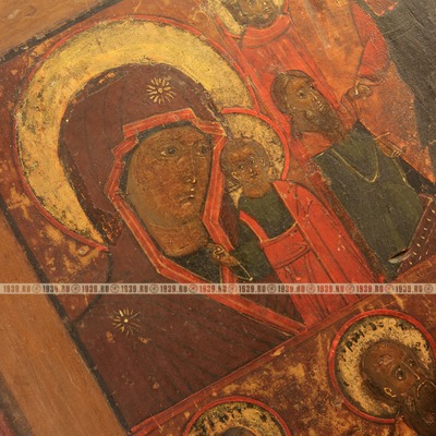 Старинная северная старообрядческая икона Трехрядница или икона Неделька. Россия, Север 1790-1800 год