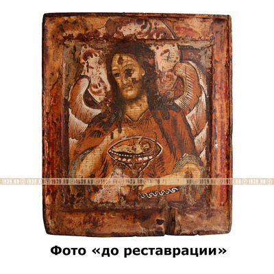 Старинная икона Святой Иоанн Предтеча Ангел Пустыни. Русский Север 1695-1730 год