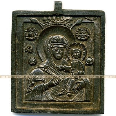 Старинная икона образок 19 века Смоленская Икона Божьей Матери.